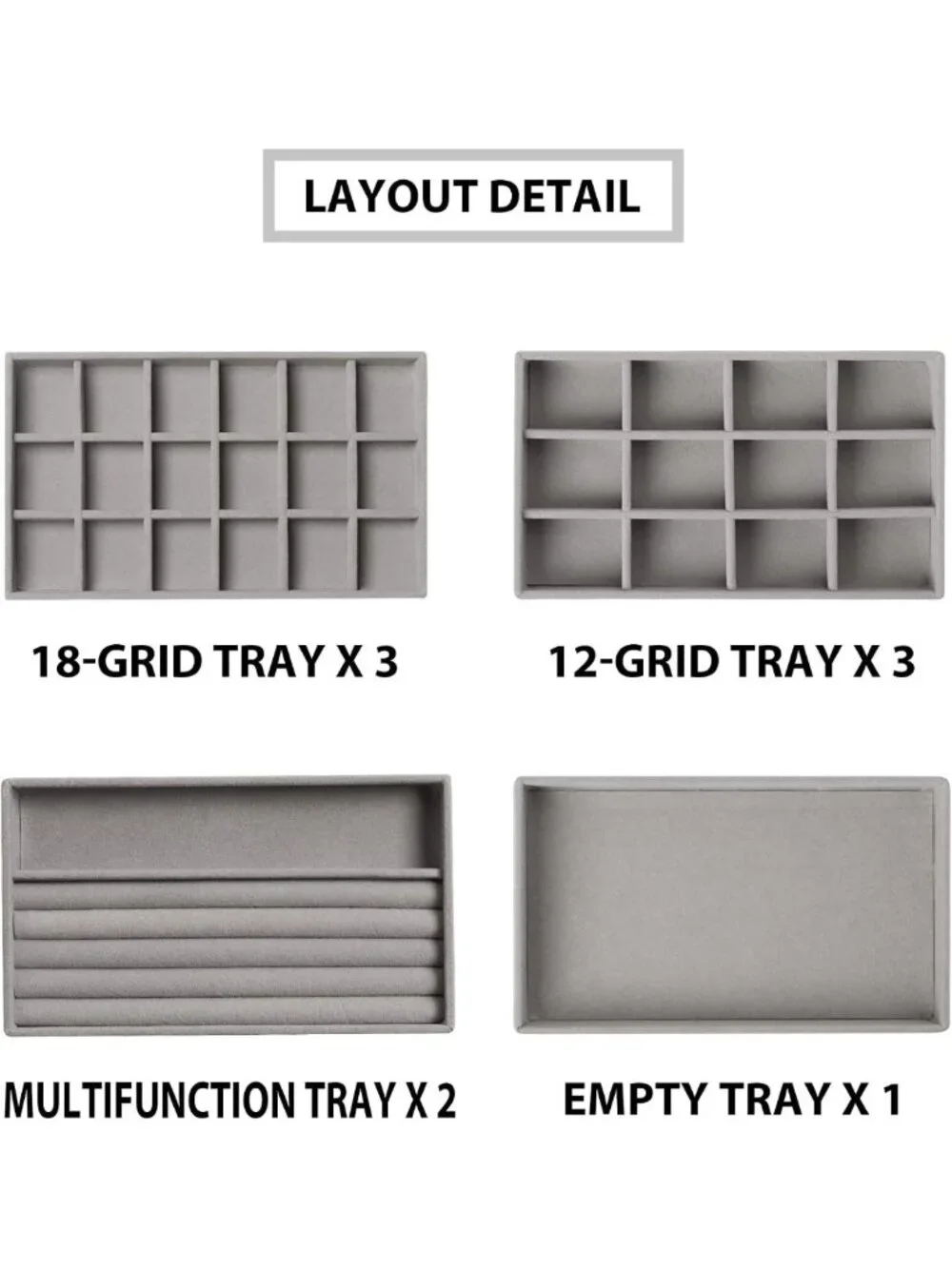 Jewelry Organizer Set of 9 - Stylish Drawer Trays for Accessories Storage